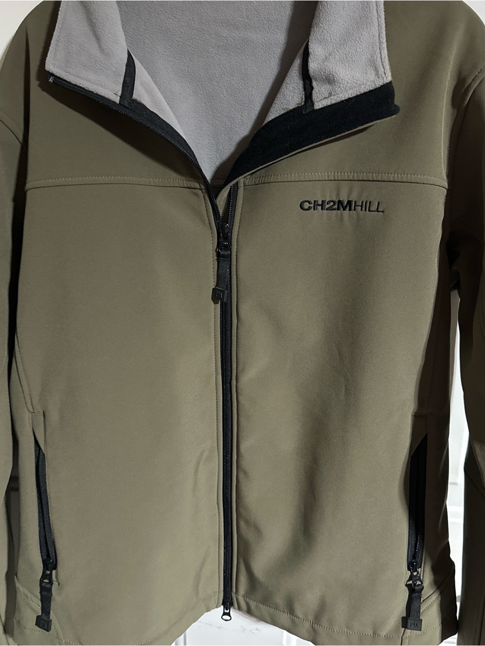 Port Authority Olive Softshell Jacket with Light Gray Lining